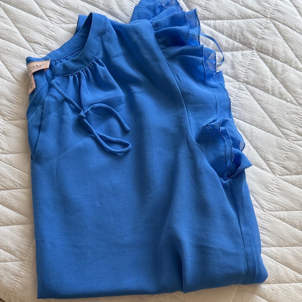 Philosophy Vibrant Blue Tie-Front Top